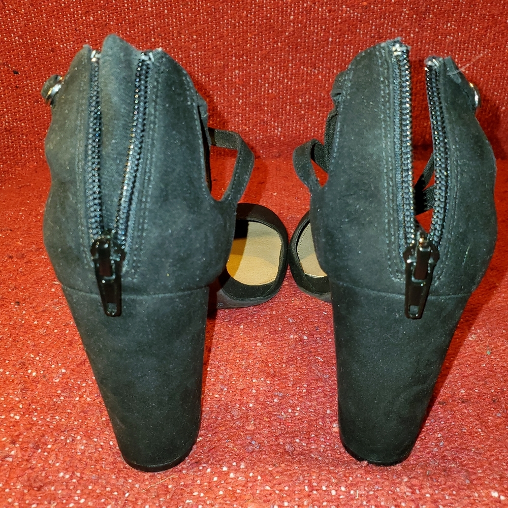 Christian Siriano vintage 2000s black faux suede block heel D'Orsay pump - Picture 8 of 12